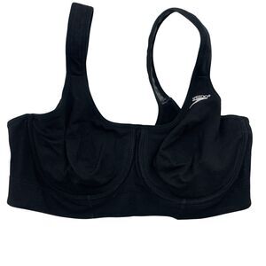 Vtg Speedo 38C Bra Style 1900 Underwire Contour T-Shirt Black Stretch Adjustable